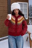 Fair Isle Knit Button-Front Cardigan
