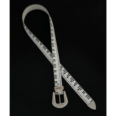 Piano Key Rhinestone Buckle Belt