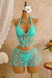 Floral Lace Bikini Set with Cover-Up