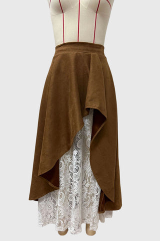 Asymmetrical Ruffle Hem Midi Skirt