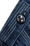 Striped Double-Breasted Denim Jacket
