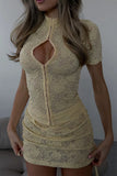 Keyhole High Neck Skirt Set