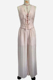 Lace-Up Sleeveless Wide-Leg Set