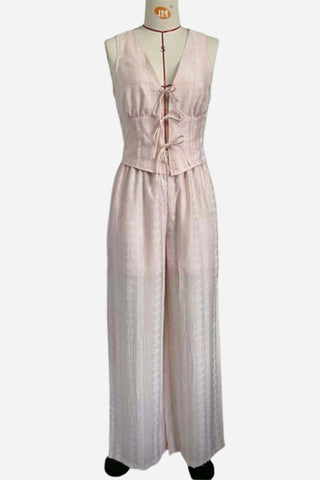 Lace-Up Sleeveless Wide-Leg Set