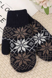 Snowflake Knit Ribbed Cuff Mittens