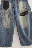 Studded Patch Pocket Barrel Jeans