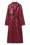 Belted Notched Collar Long Sleeve Coat
