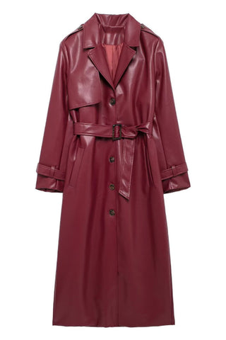 Belted Notched Collar Long Sleeve Coat