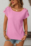 Button-Accent Eyelet T-Shirt