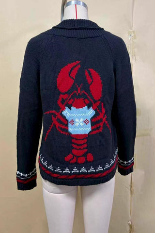 Lobster Graphic Knit Cardigan