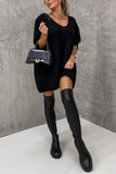 V-Neck Short Sleeve Knit Sweater