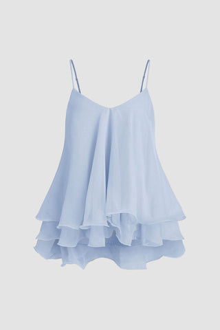 Polka Dot Ruffle Spaghetti Strap Cami