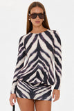 Zebra Print Long Sleeve Mini Casual Dress