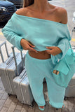 Off-Shoulder Long Sleeve Lounge Set