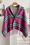 Plaid Fringed Wrap Poncho Scarf