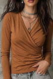 Long Sleeve V-Neck Wrap Front T-Shirt