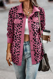 Leopard Print Ribbed Button-Front Shacket