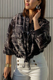 Zip-Up Paisley Drawstring Shirt