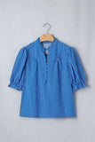Ruffled Puff Sleeve Button Blouse