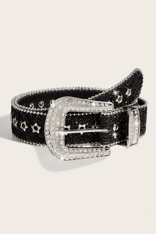 Rhinestone Buckle Glitter Belt