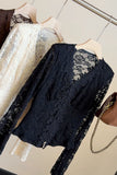 Floral Lace V-Neck Long Sleeve Blouse