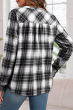 Plaid V-Neck Button-Front Long Sleeve Shirt