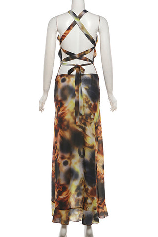 Halter Maxi Dress with Crochet Detail