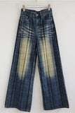 Plaid Fade Wide-Leg Straight Jeans