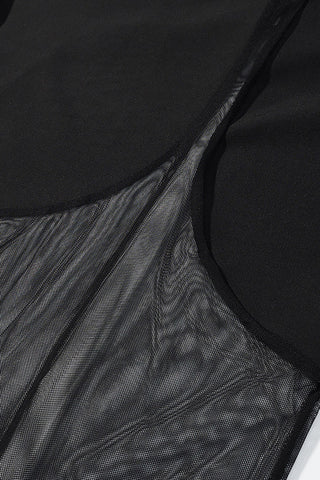Mock Neck Cape Overlay Sheer Bodysuit