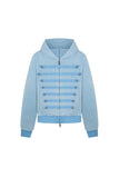 Military Button Hooded Zip-Up Sweatshirt