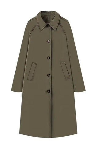 Plaid Lining Notched Collar Trench Coat