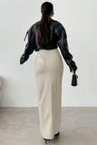 High-Waist Slit Faux Leather Maxi Skirt