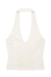 Double Button Detail Halter Tank Top