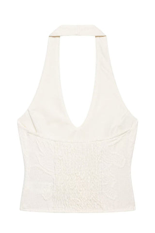 Double Button Detail Halter Tank Top