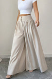 Button Front High Waist Wide Leg Pants