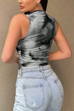 Tie-Dye Mock Neck Sleeveless Tank