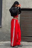 Striped Drawstring Wide-Leg Casual Pants