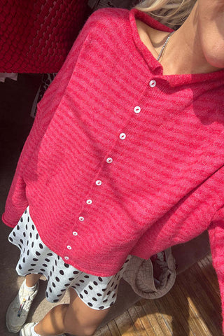 Striped Button-Front Long Sleeve Cardigan