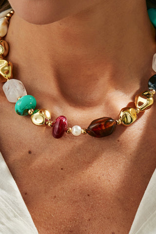 Mixed-Shape Beaded Collar Necklace