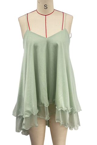Ruffle Hem Spaghetti Strap Mini Dress