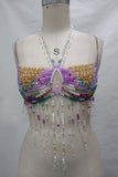 Beaded Fringe Halter Crop Top