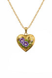 Floral Enamel Heart Locket Necklace