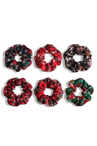 Plaid Snowflake Print Scrunchie