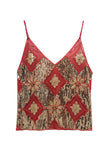 Sequin Geometric Beaded V-Neck Cami
