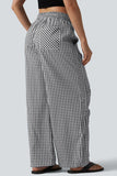 Plaid Drawstring Wide-Leg Casual Pants