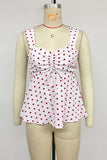 Polka Dot Sweetheart Neck Ruched Tank