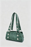 Studded Ring-Handle Shoulder Bag