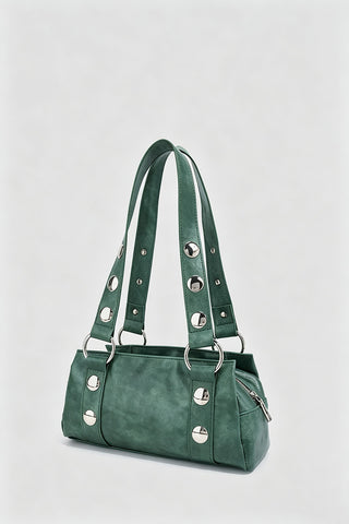 Studded Ring-Handle Shoulder Bag