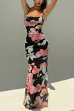Floral Tie-Back Open Back Maxi Vacation Dress