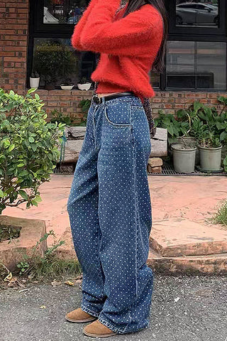 Polka Dot Baggy Jeans